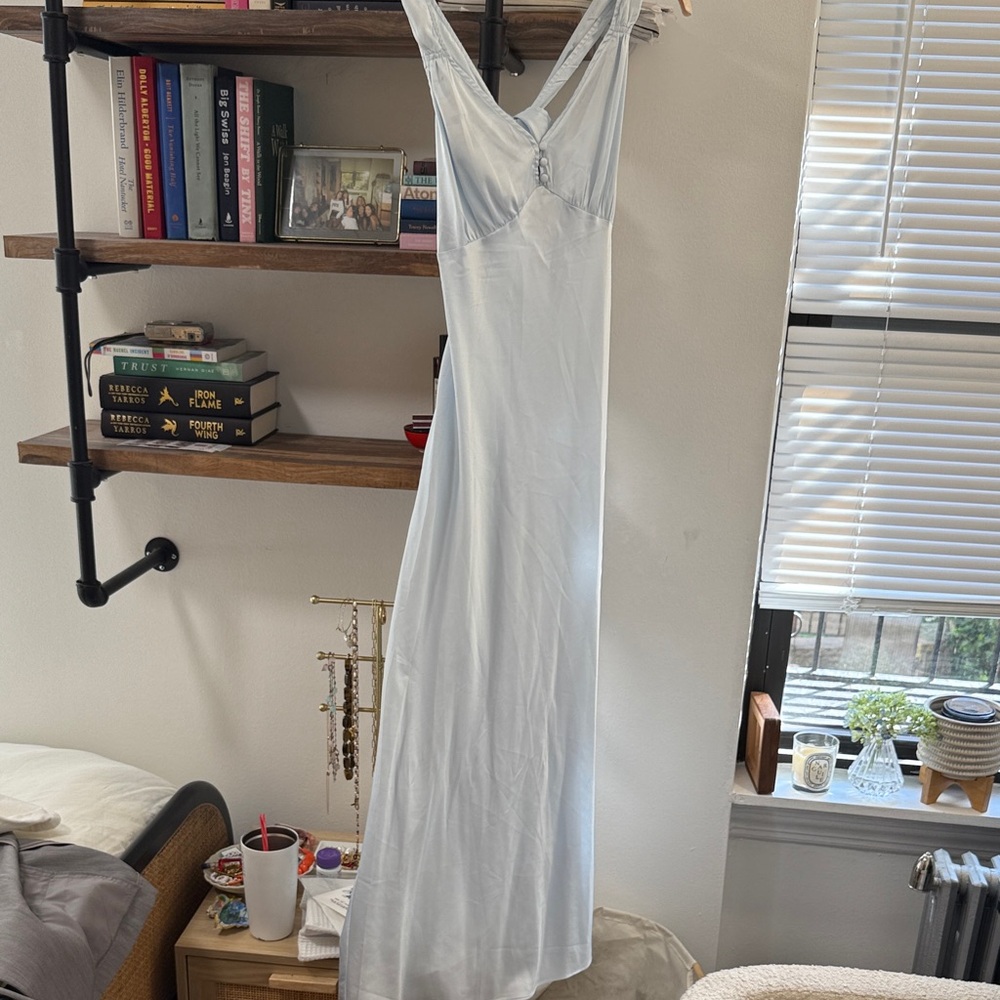 Lioness Pale Blue Satin Slip Dress